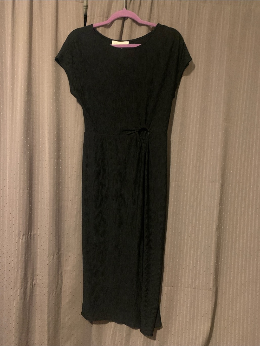 Monteau Los Angeles Elegant Black Maxi Dress with Side Ring Detail Size L